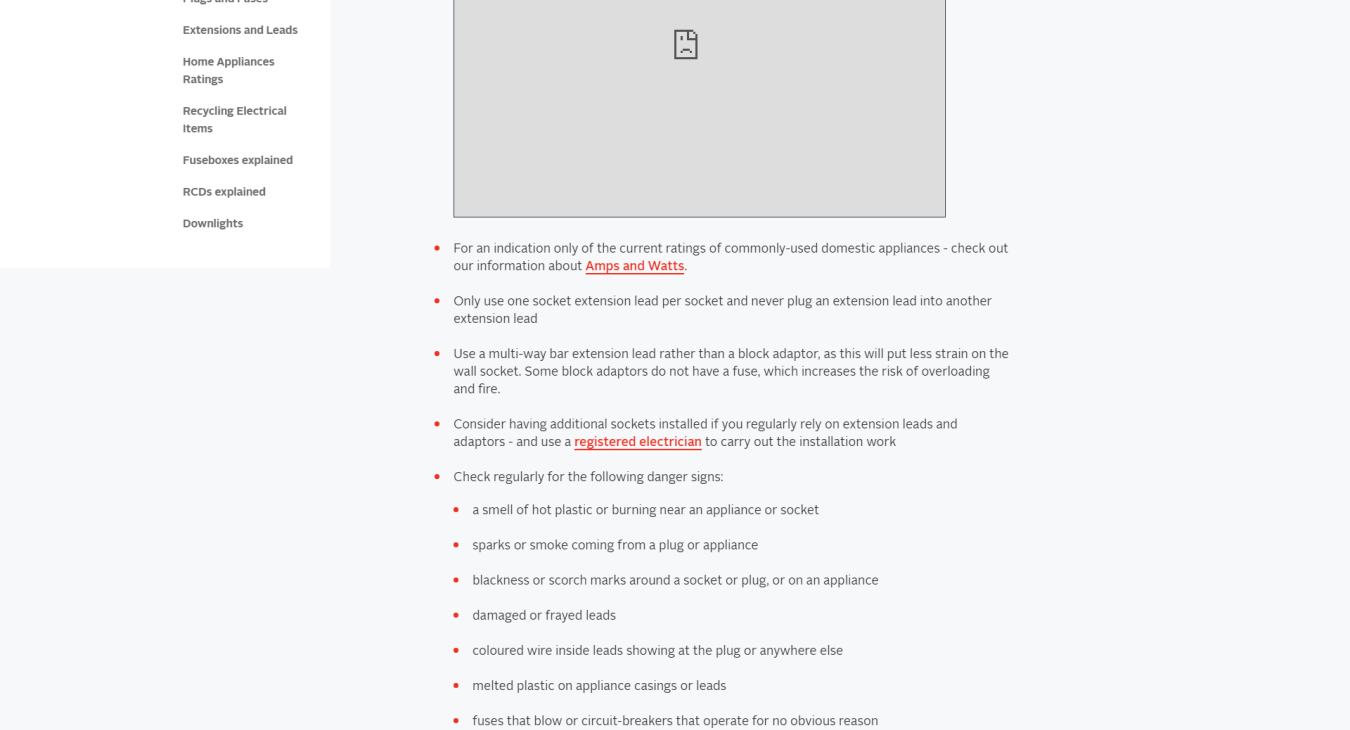 Electrical Safety First Socket Overload Calculator Issue